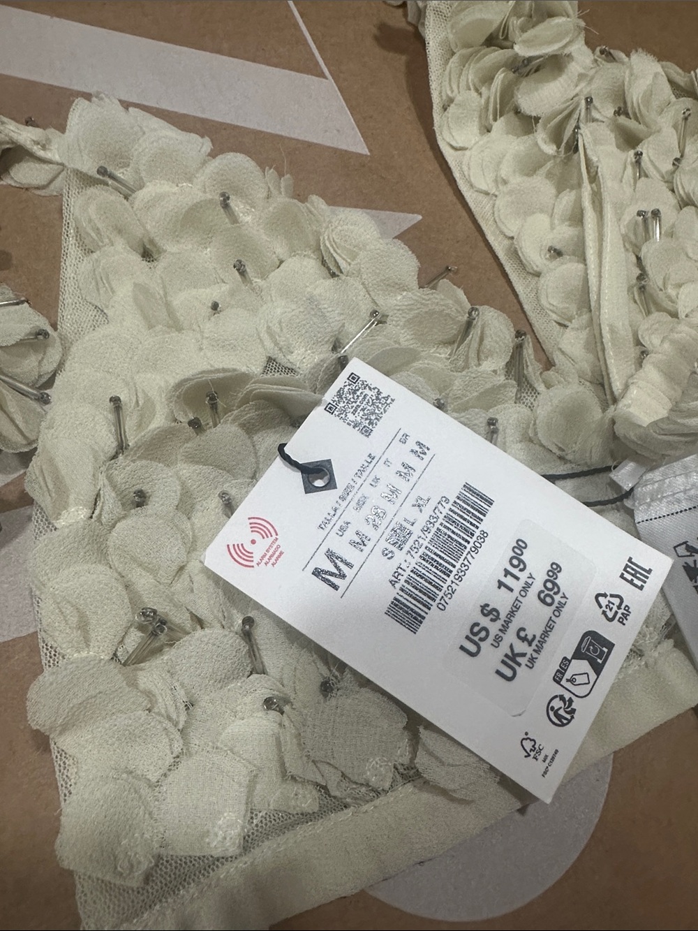 Zara Cream Ruffle Triangle Bralette - Picture 7 of 7